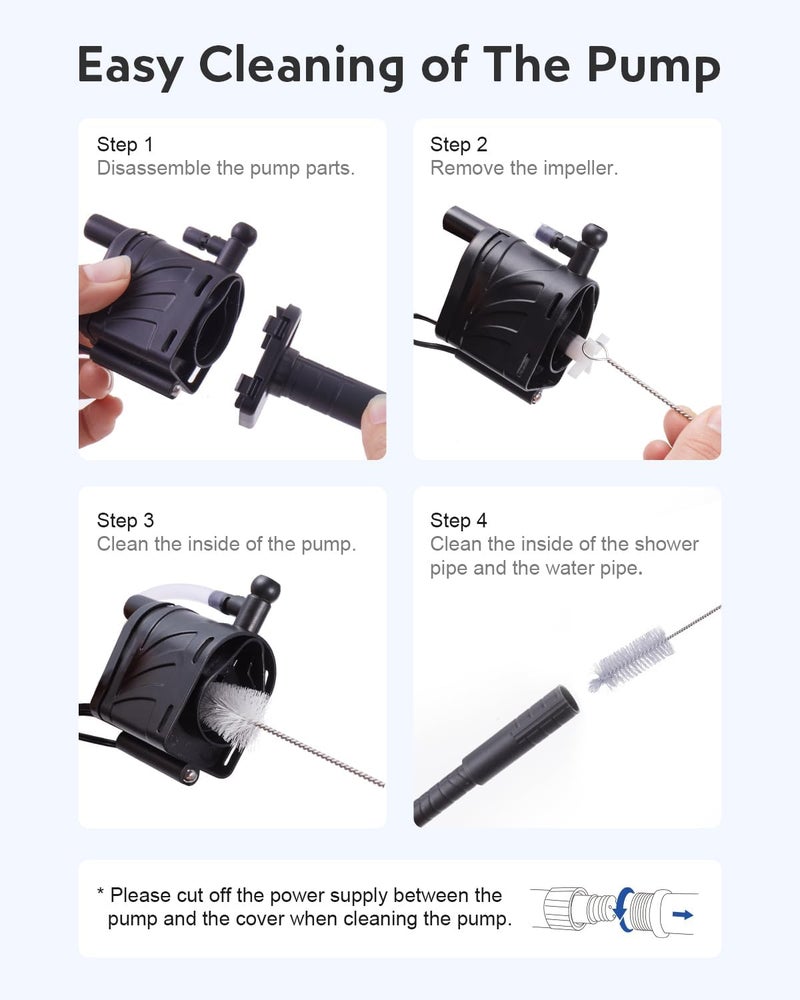 URUQ Fish Tank Cleaning Kit: Algae Scraper for Aquariums Glass Scrubber Cleaner Tools with Handle - 7 in 1 Betta Fish Tanks Cleaning Accessories Set Including Fishing Net Sponge Brush Pump Brush - Image 4